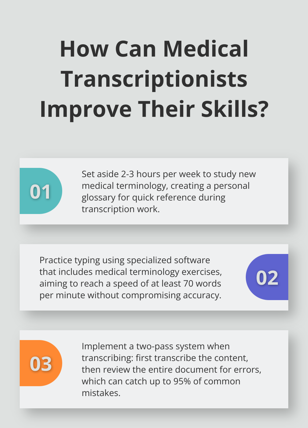 Infographic: How Can Medical Transcriptionists Improve Their Skills? - medical transcription responsibilities